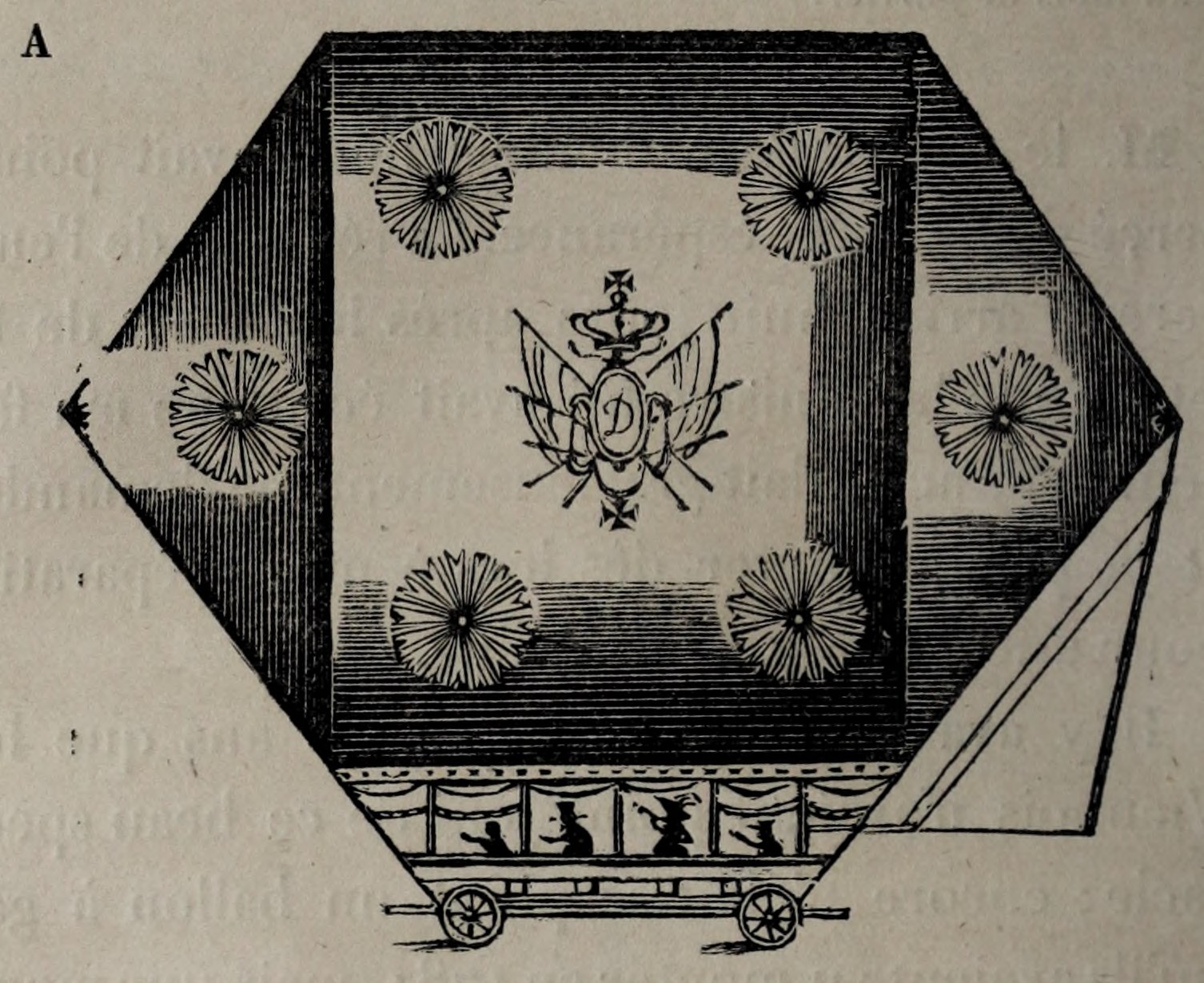 Figure A. Original drawing of Stuver’s hot-air balloon and its Danube-boat basket, Volume II, p.212.