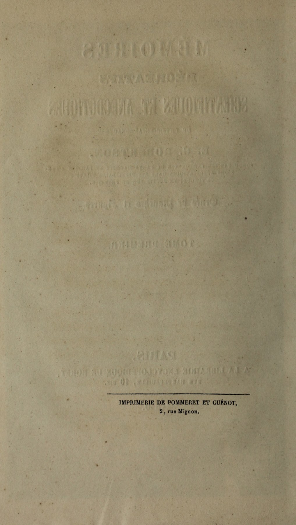Original Pommeret and Guénot imprint and rule